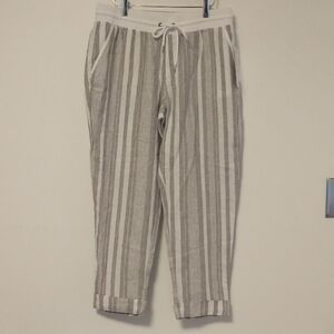 NWT Athleta Striped Bali Linen Ankle Pant Linen 14